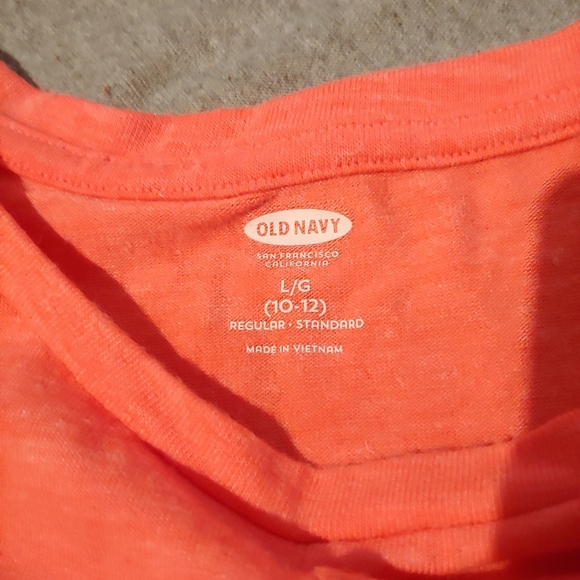 Old Navy * Neon Pinkish Orange Shirt * 3/4 Sleeve Top * Asymmetrical Shirt - Picture 6 of 9